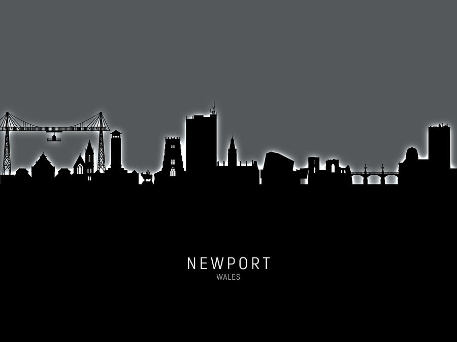 Newport Wales Skyline #12 Digital Art by Michael Tompsett