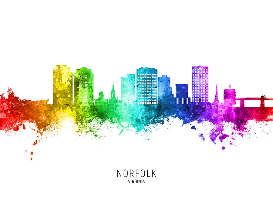 Norfolk Virginia Skyline #33 Digital Art by Michael Tompsett