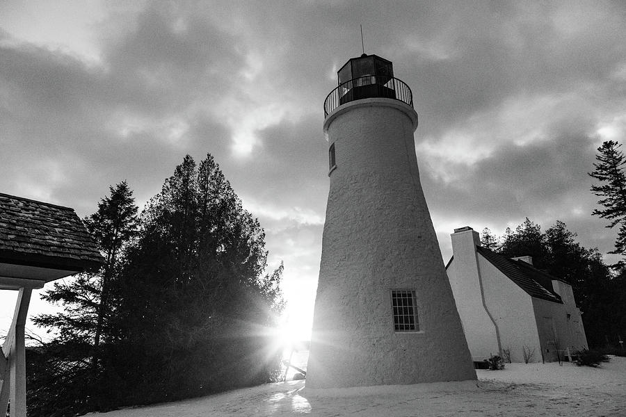 Old Presque Isle Lighthouse in Michigan along Lake Huron in the winter #12 Photograph by Eldon McGraw