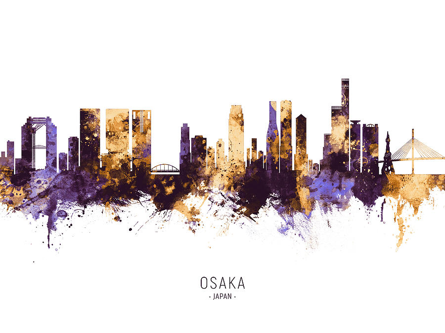 Osaka Japan Skyline #12 Digital Art by Michael Tompsett