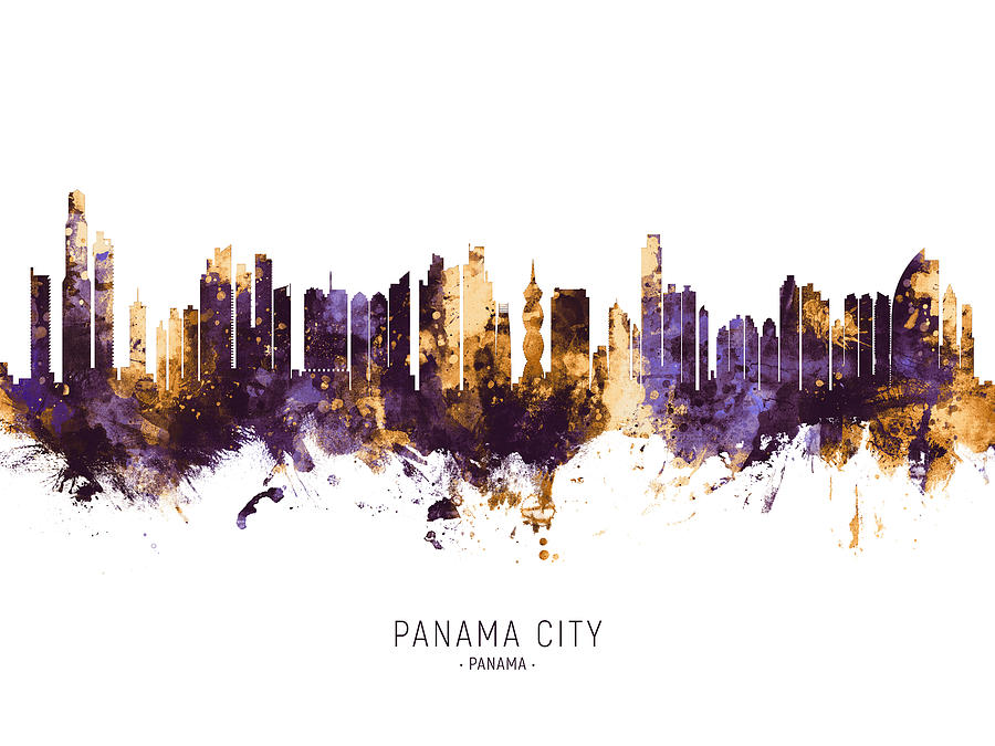 Panama City Skyline #12 Digital Art by Michael Tompsett
