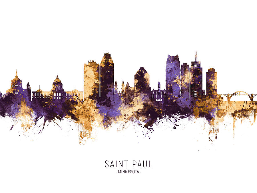 Saint Paul Minnesota Skyline #12 Digital Art by Michael Tompsett