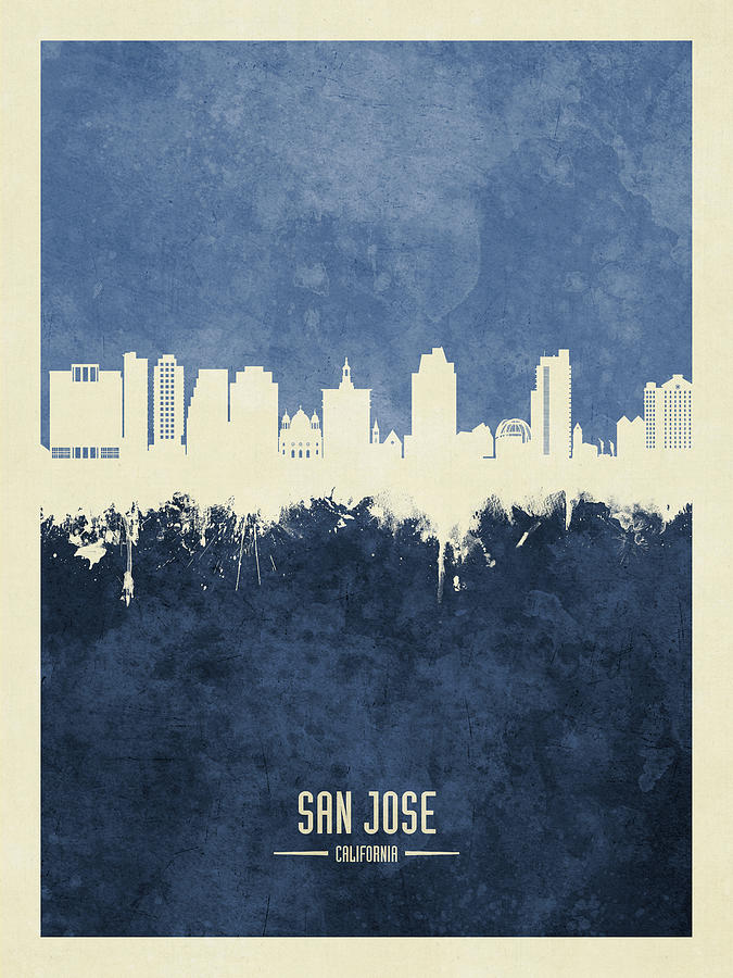 San Jose California Skyline #12 Digital Art by Michael Tompsett