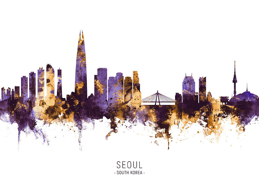 Seoul Skyline South Korea #12 Digital Art by Michael Tompsett
