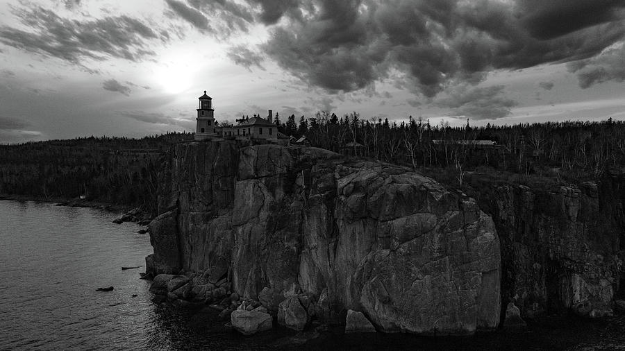 Split Rock Lighthouse in Minnesota along Lake Superior in black and white #12 Photograph by Eldon McGraw