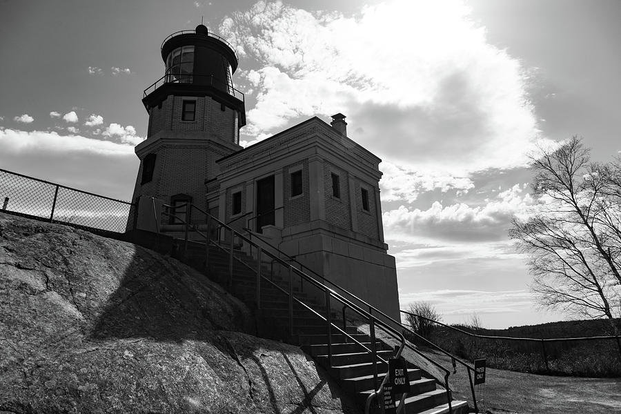 Split Rock Lighthouse in Minnesota located along Lake Superior in black and white #12 Photograph by Eldon McGraw