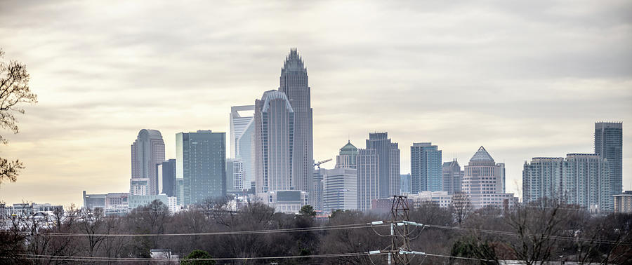 Sunset And Overcast Over Charlotte Nc Cityscape #12 Photograph by Alex Grichenko