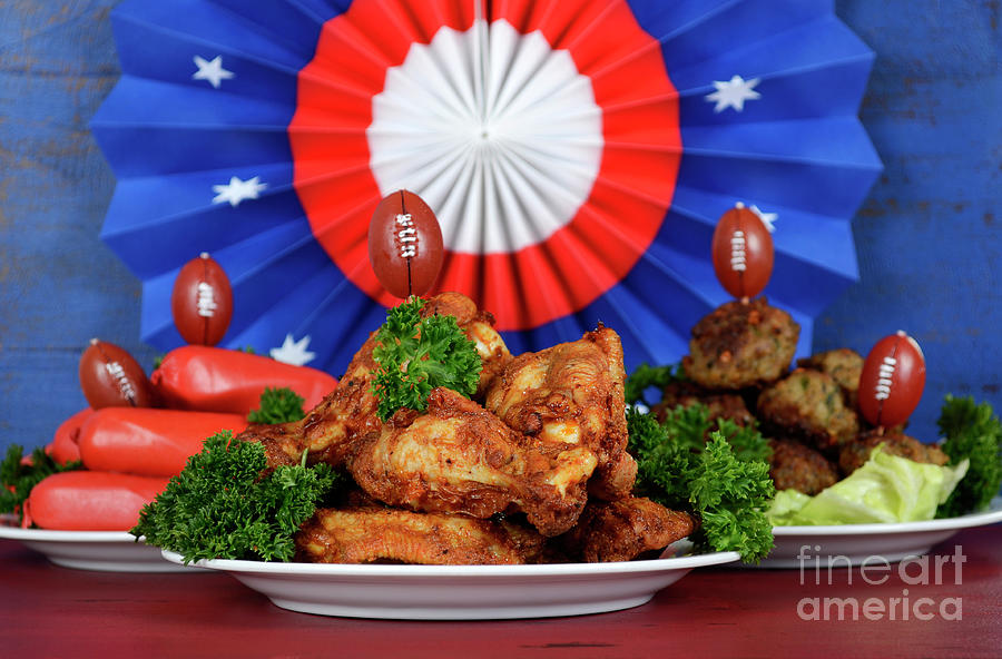 Super Bowl Sunday football party celebration food platter #12 Photograph by Milleflore Images