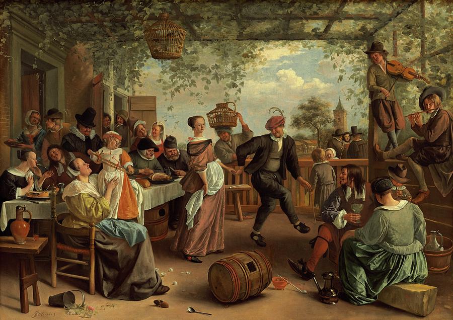 Jan Steen Painting - The Dancing Couple #12 by Jan Steen