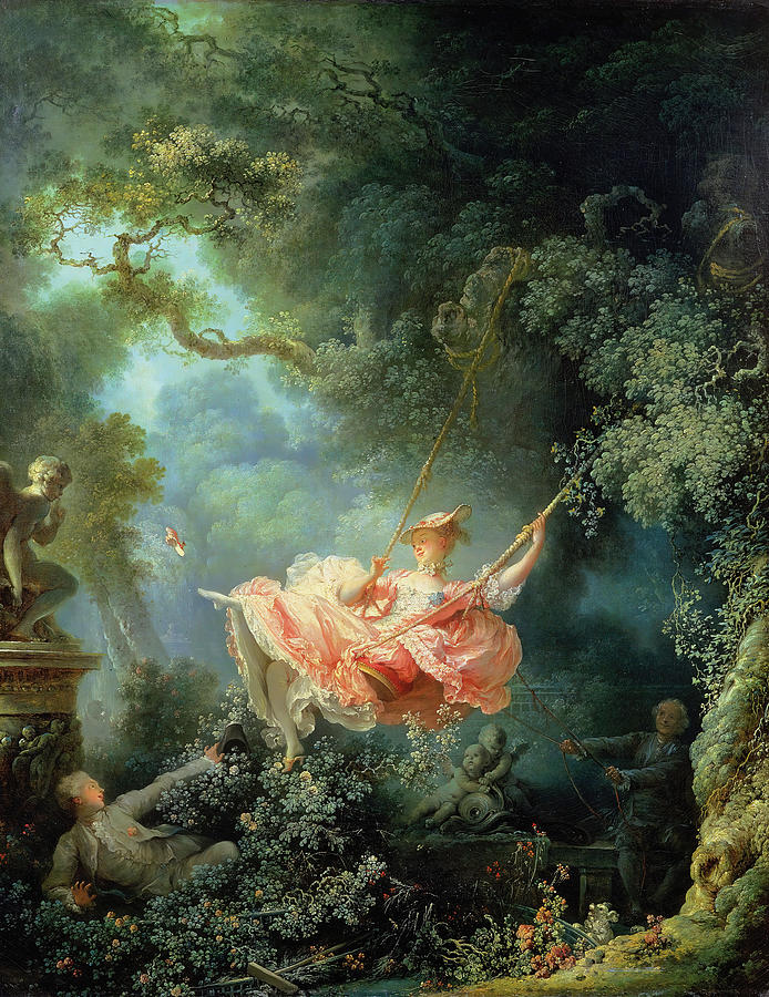 Nature Painting - The Swing by Jean-Honore Fragonard  by Mango Art