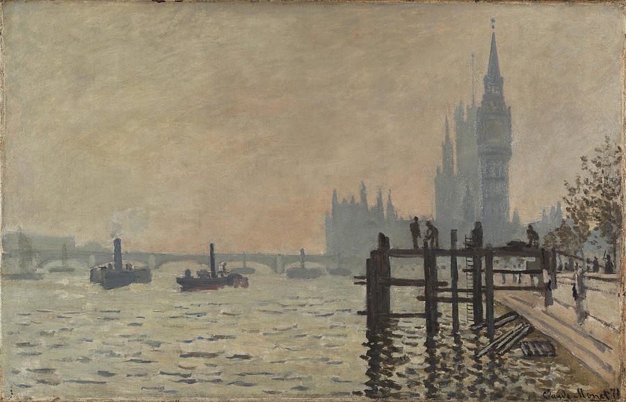 Claude Monet Painting - The Thames below Westminster #13 by Lagra Art