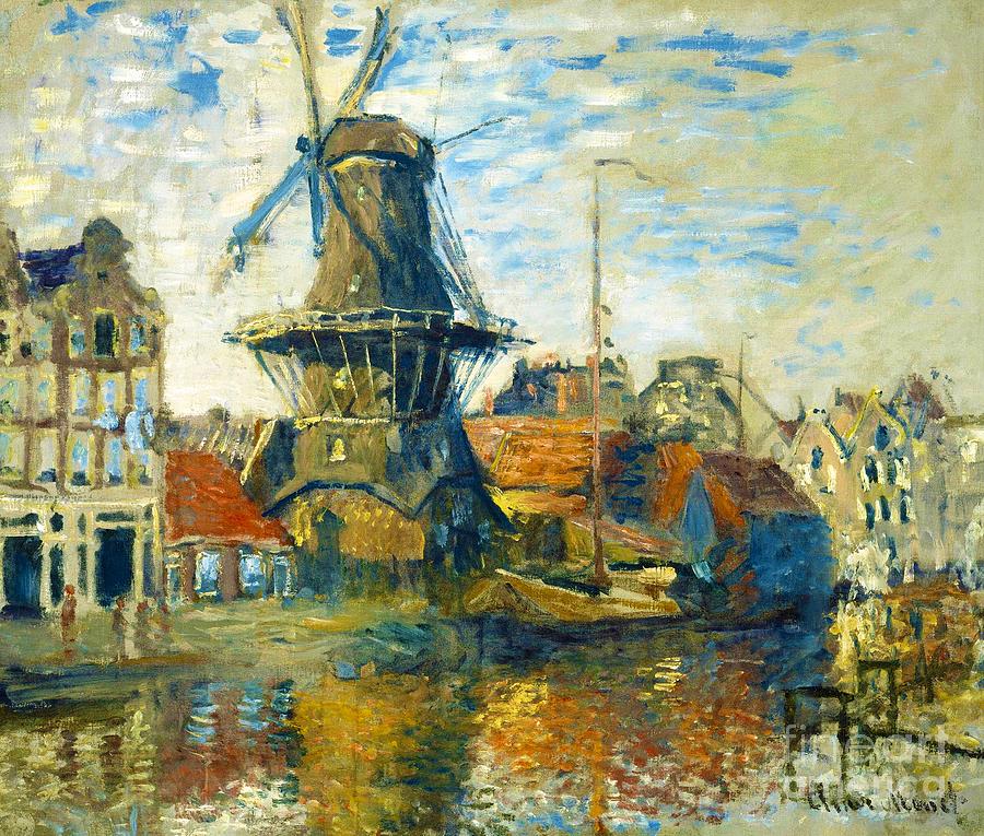 The Windmill on the Onbekende Gracht, Amsterdam #12 Painting by Claude Monet