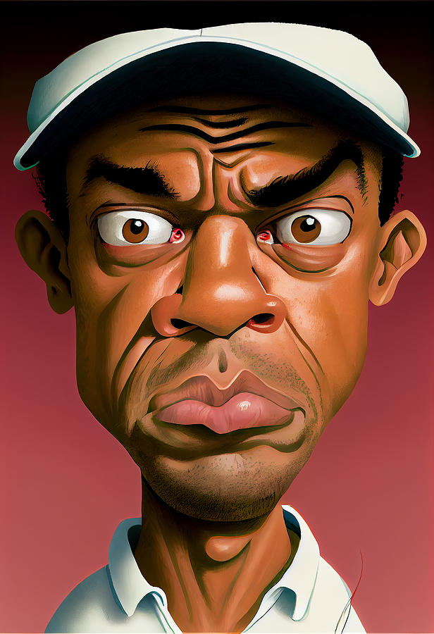 Tiger Woods Caricature Mixed Media by Stephen Smith Galleries Fine