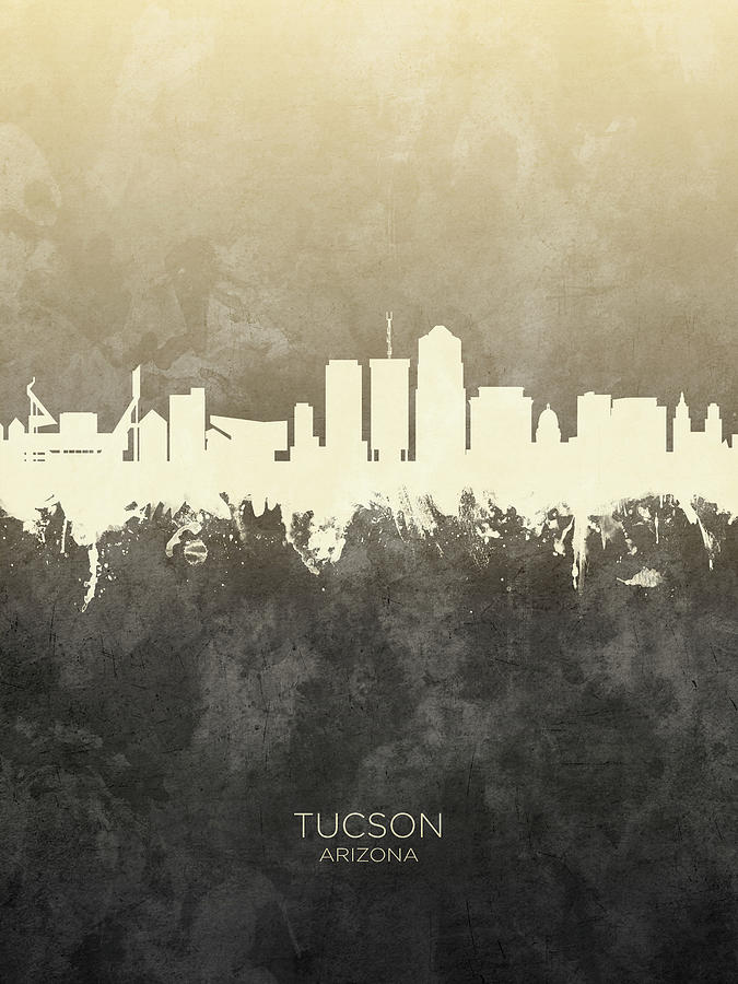 Tucson Digital Art - Tucson Arizona Skyline #12 by Michael Tompsett