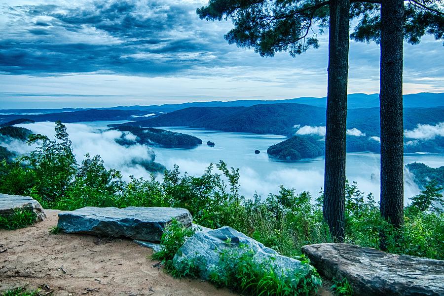 View of Lake Jocassee at sunset, from Jumping Off Rock, South Ca #12 Photograph by Alex Grichenko