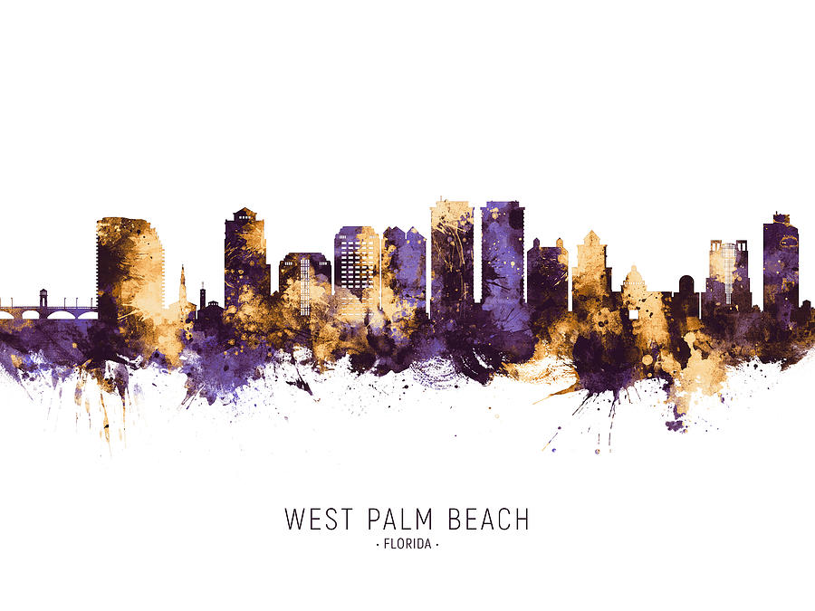 West Palm Beach Florida Skyline #12 Digital Art by Michael Tompsett