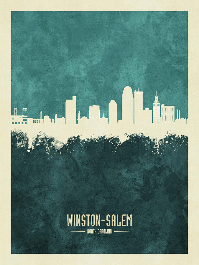 Winston-Salem North Carolina Skyline #12 Digital Art by Michael Tompsett