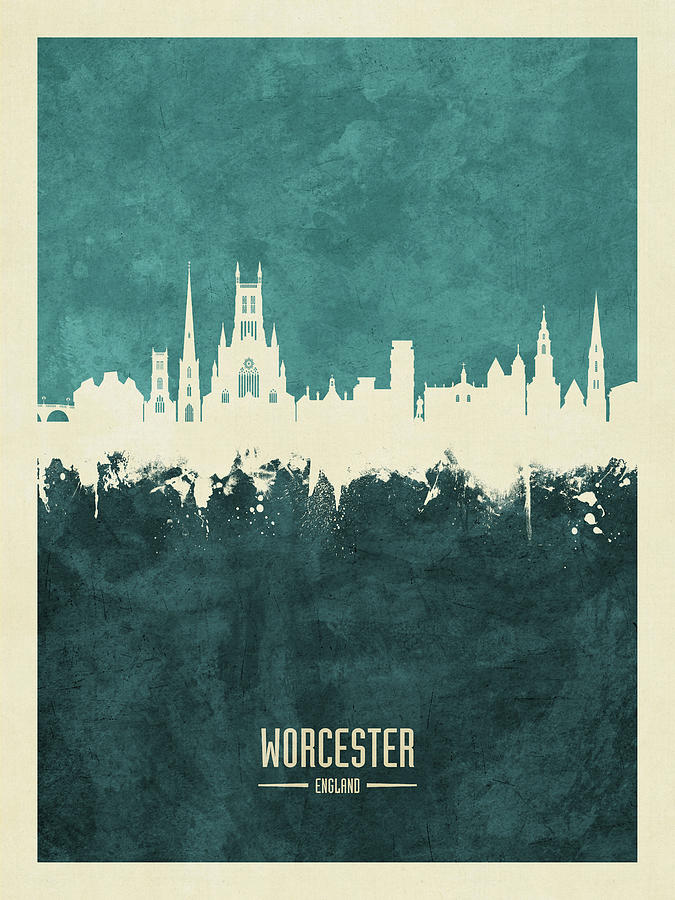 Worcester England Skyline #12 Digital Art by Michael Tompsett