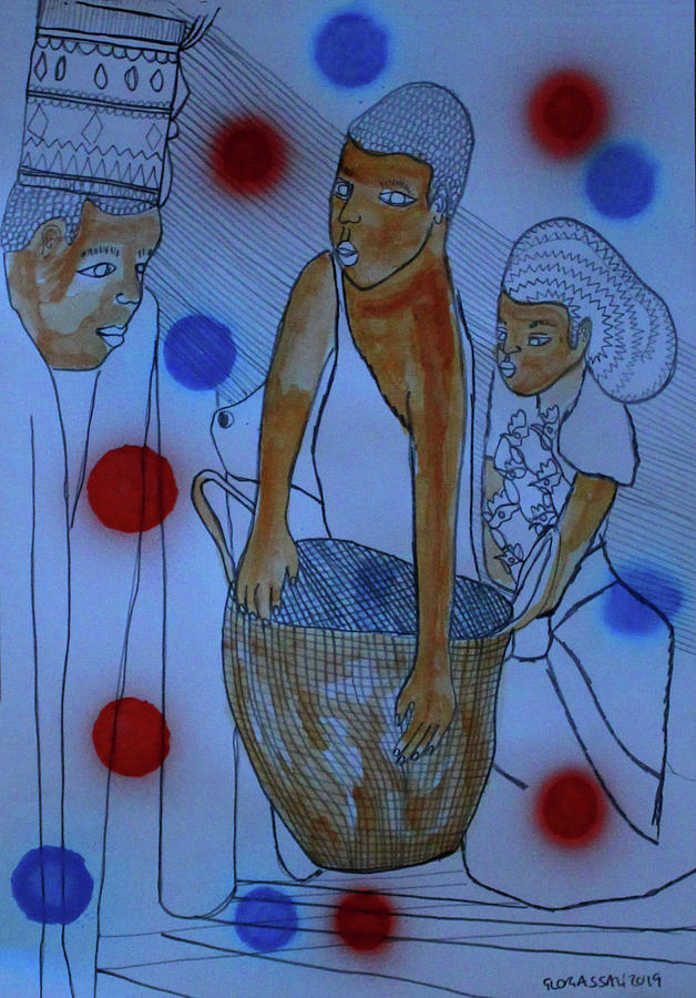 Kintu and Nambi Kintus Tasks #121 Painting by Gloria Ssali