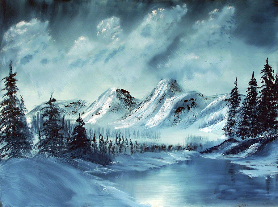 121805 Original Oil Winter in the Mountains Painting by Garland Oldham ...