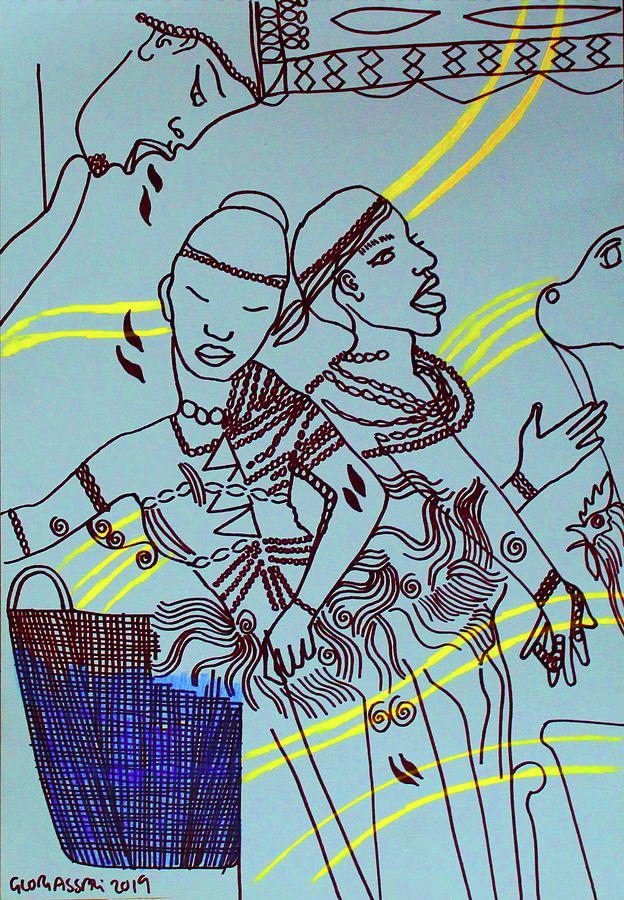 Kintu and Nambi Kintus Tasks #125 Painting by Gloria Ssali