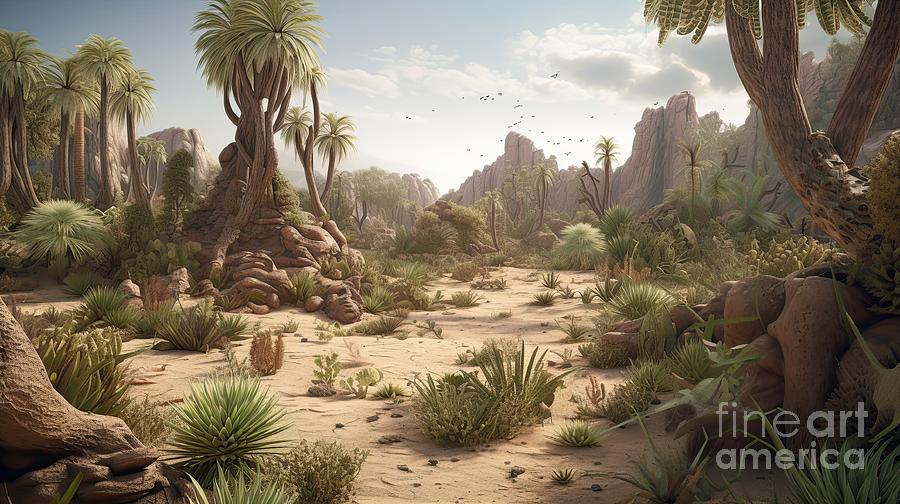 10000 BC desertic landscape background #13 Digital Art by Benny Marty