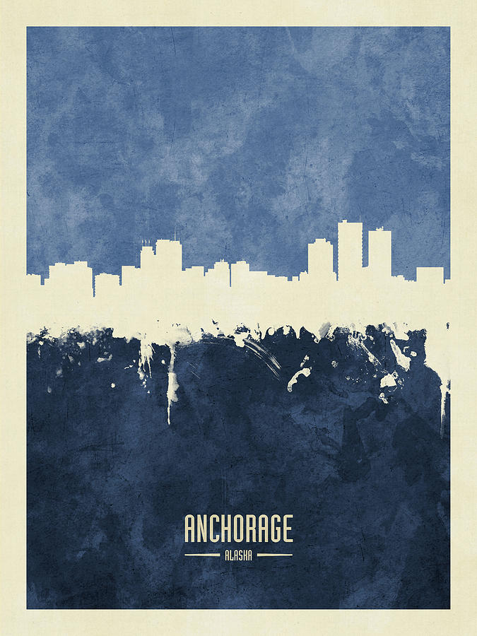 Anchorage Digital Art - Anchorage Alaska Skyline #13 by Michael Tompsett