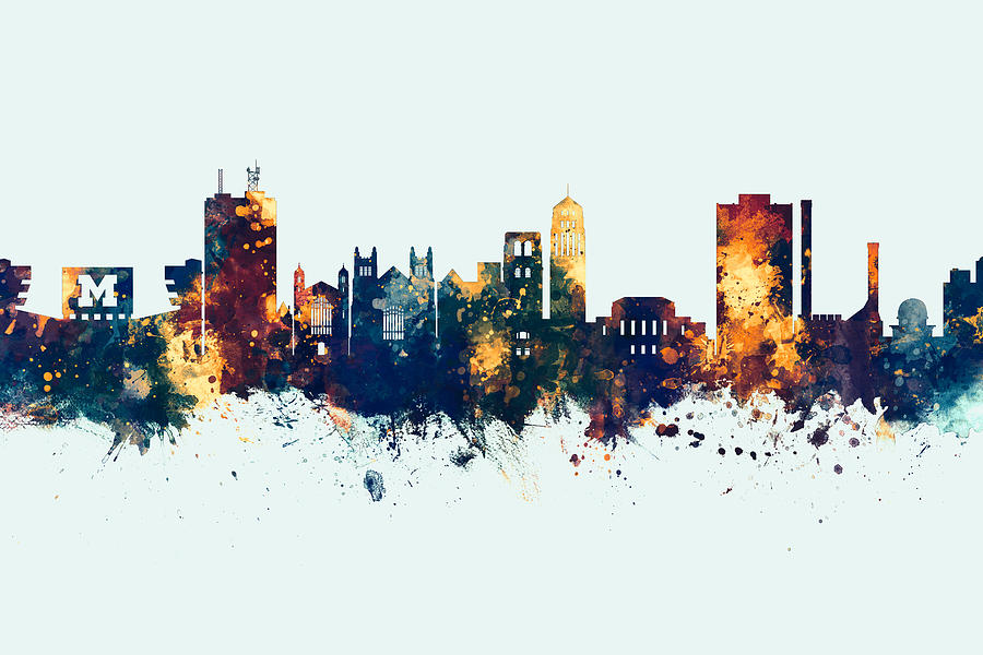 Ann Arbor Michigan Skyline #13 Digital Art by Michael Tompsett
