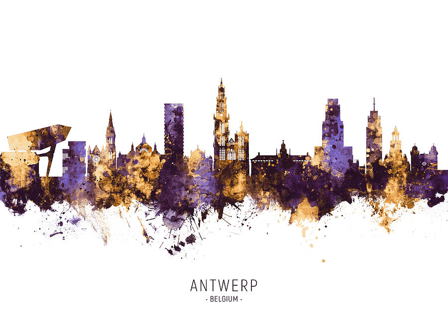 Antwerp Belgium Skyline #13 Digital Art by Michael Tompsett