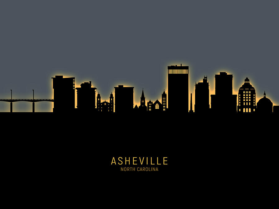 Asheville North Carolina Skyline #13 Digital Art by Michael Tompsett