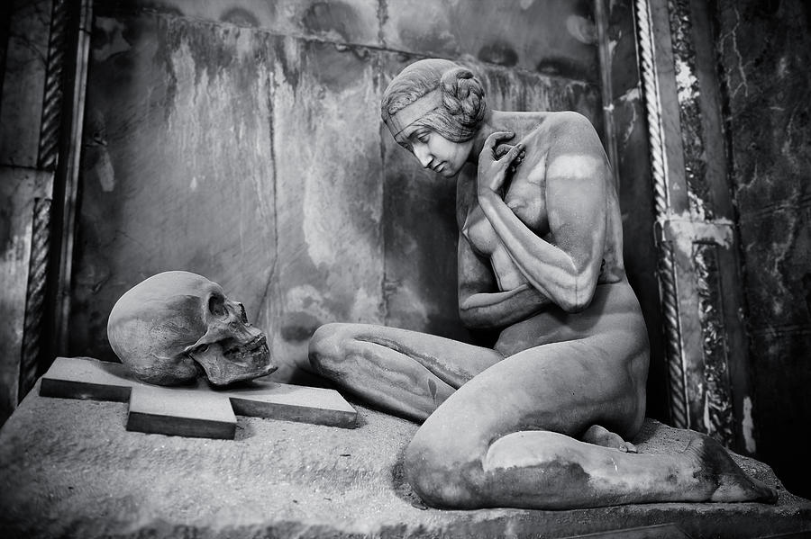 Immortal Stone - Black and white photo of the statues of Staglieno, Genoa #1 Sculpture by Paul E Williams