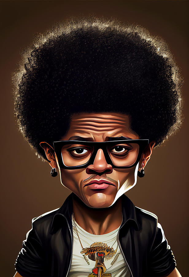 Bruno Mars Caricature Mixed Media by Stephen Smith Galleries - Fine Art ...