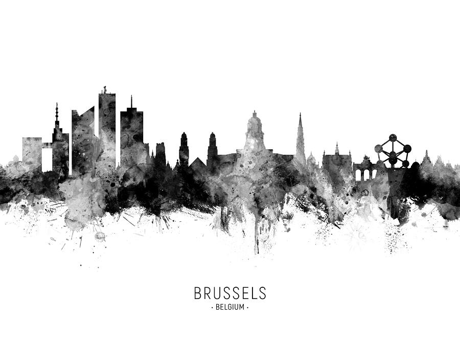 Skyline Digital Art - Brussels Belgium Skyline #13 by Michael Tompsett