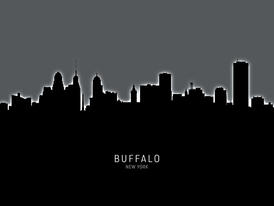Buffalo New York Skyline #13 Digital Art by Michael Tompsett