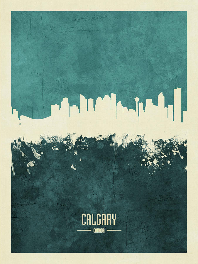 Skyline Digital Art - Calgary Canada Skyline #13 by Michael Tompsett