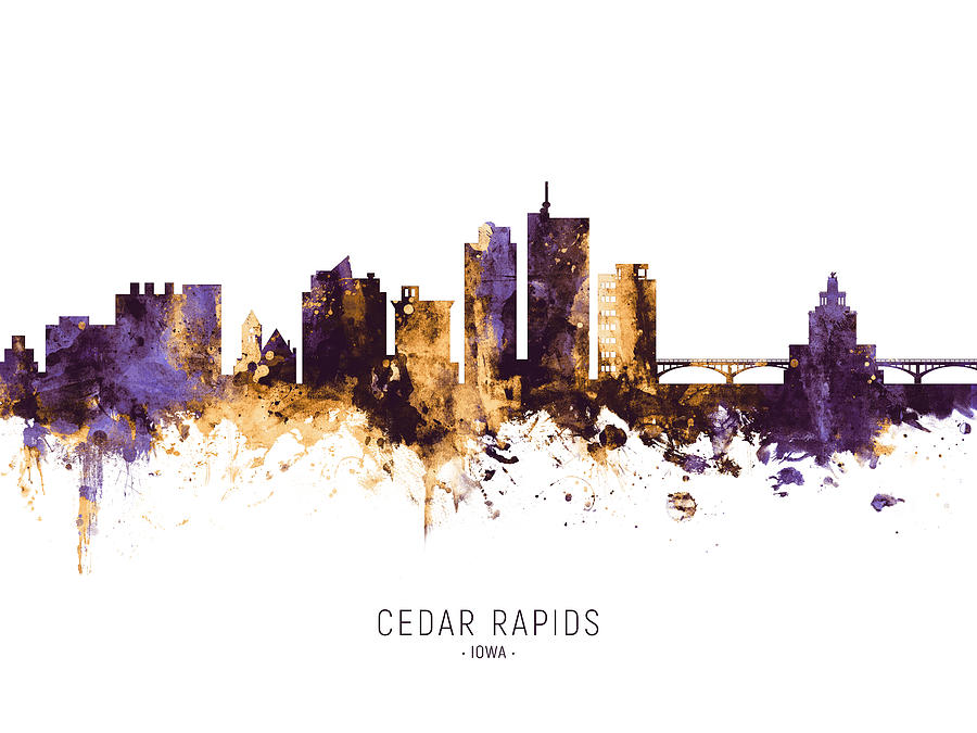 Cedar Rapids Digital Art - Cedar Rapids Iowa Skyline #13 by Michael Tompsett