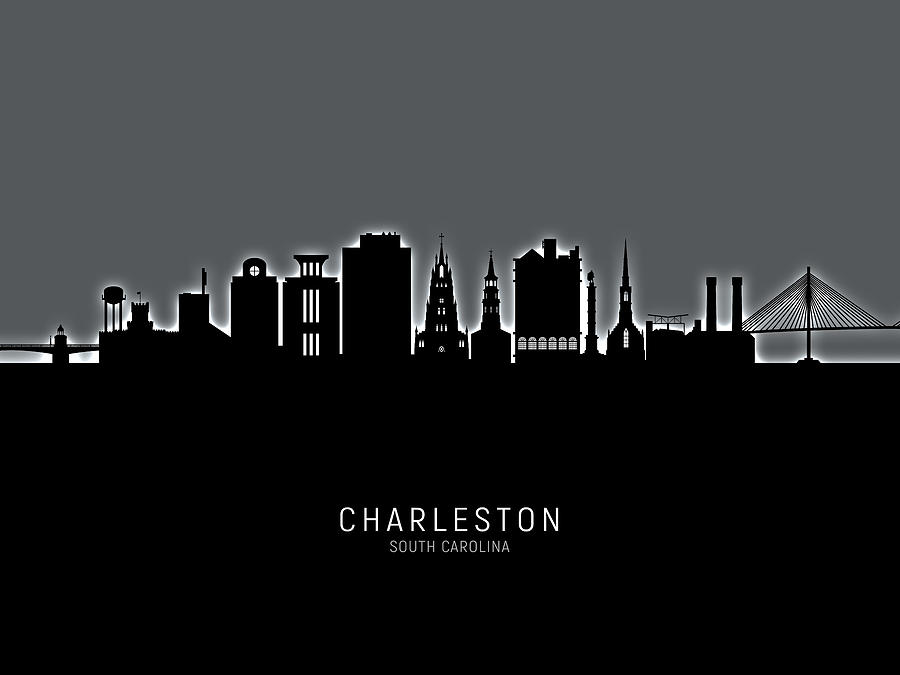 Skyline Digital Art - Charleston South Carolina Skyline #13 by Michael Tompsett