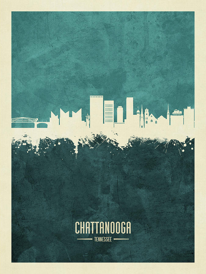 Skyline Digital Art - Chattanooga Tennessee Skyline #13 by Michael Tompsett