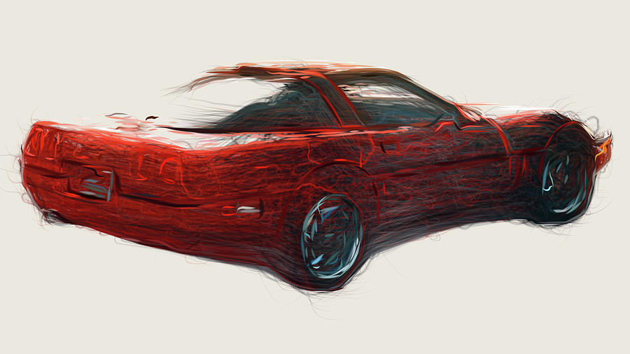 Chevrolet Corvette ZR1 Drawing #13 Digital Art by CarsToon Concept
