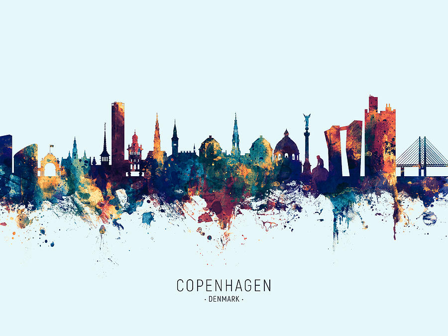 Copenhagen Denmark Skyline #13 Digital Art by Michael Tompsett