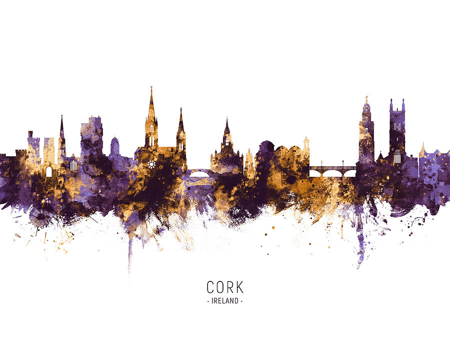Cork Digital Art - Cork Ireland Skyline #13 by Michael Tompsett