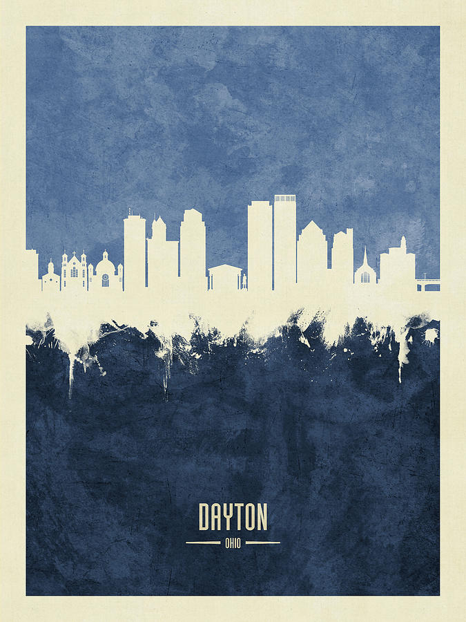 Skyline Digital Art - Dayton Ohio Skyline #13 by Michael Tompsett