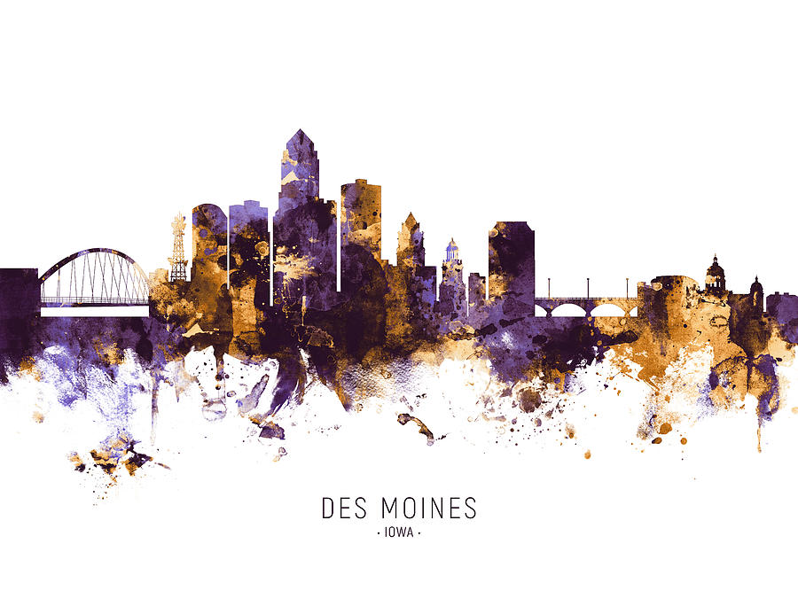 Des Moines Iowa Skyline #13 Digital Art by Michael Tompsett