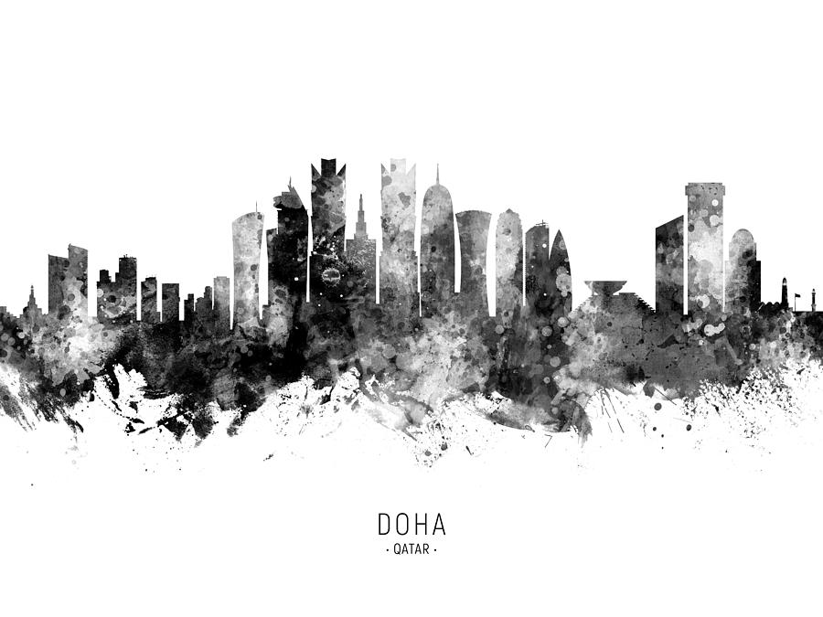 Doha Qatar Skyline #13 Digital Art by Michael Tompsett