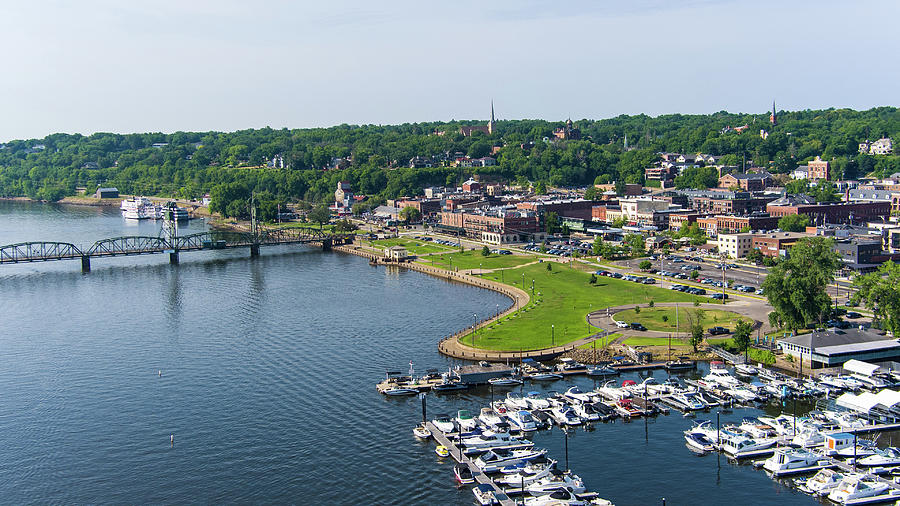 Drone Aerial Pictures Over Stillwater Minnesota Downtown Summer