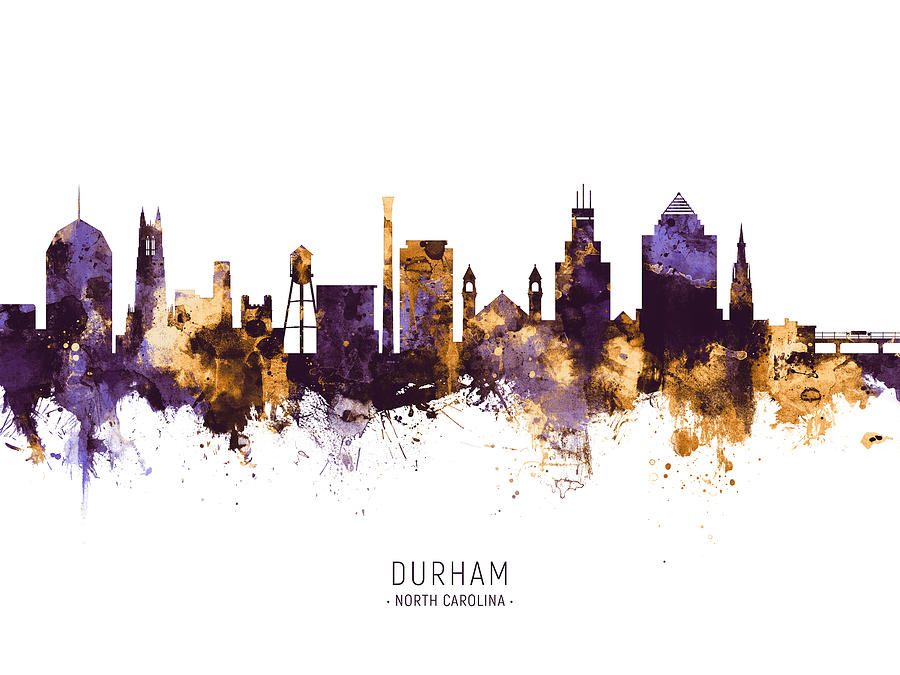 Durham Digital Art - Durham North Carolina Skyline #13 by Michael Tompsett