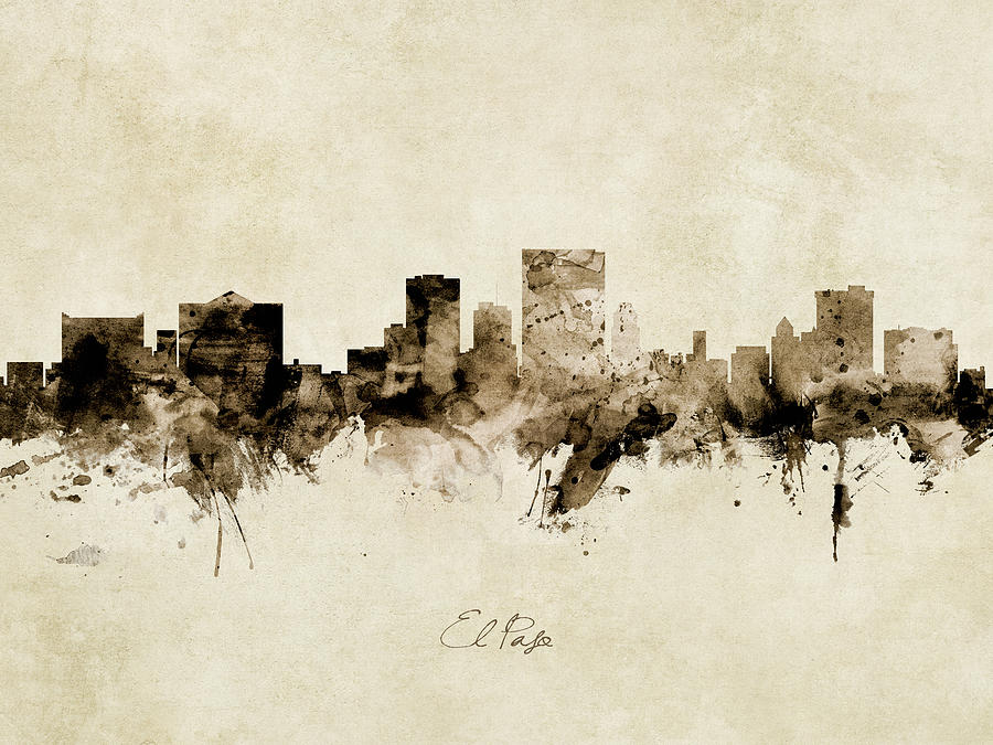 El Paso Texas Skyline #13 Digital Art by Michael Tompsett