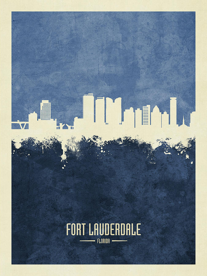 Fort Lauderdale Florida Skyline #13 Digital Art by Michael Tompsett