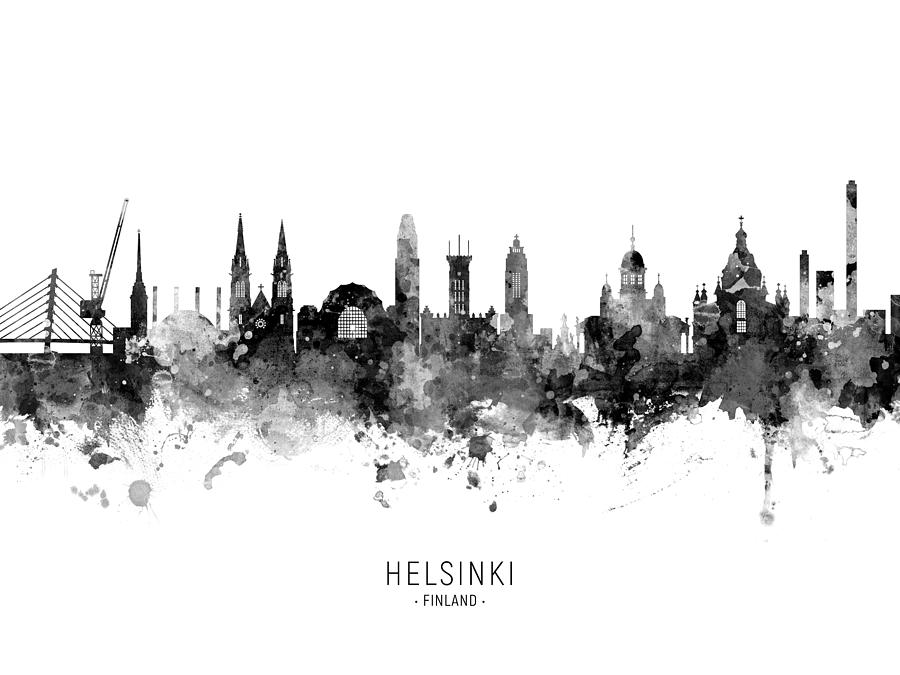 Skyline Digital Art - Helsinki Finland Skyline #13 by Michael Tompsett
