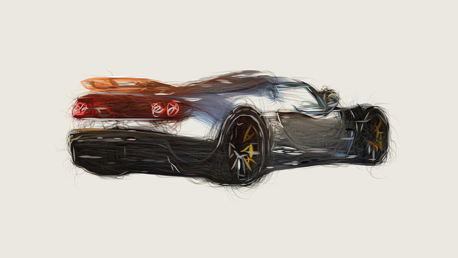 Hennessey Venom GT Car Drawing Digital Art by CarsToon Concept